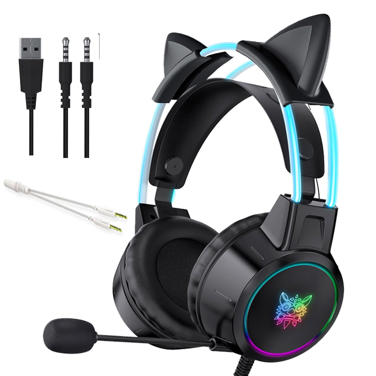 RGB Light Cat Ear Gaming Headphones