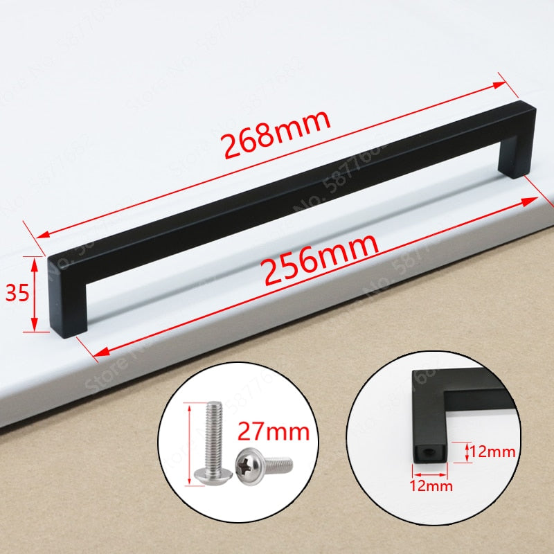 Sleek Black Square Stainless Steel Door Knobs