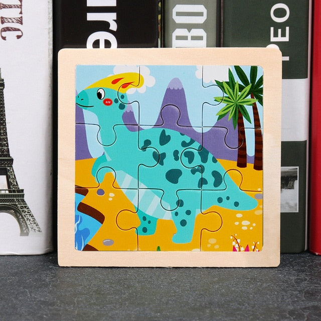 11x11cm Wooden Puzzle Cartoon Animal Collection