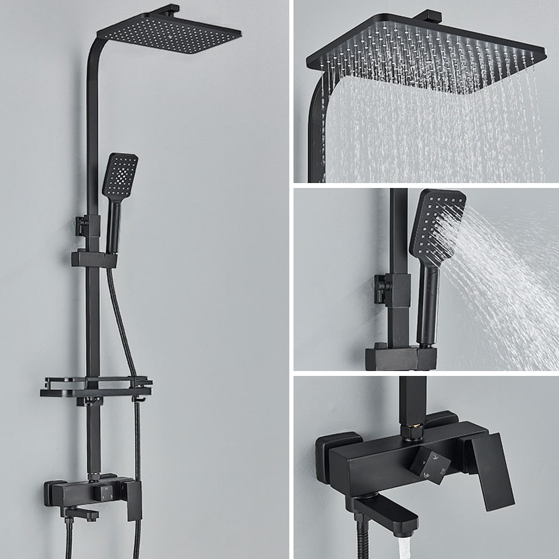 Black Chrome Rainfall Shower Faucet