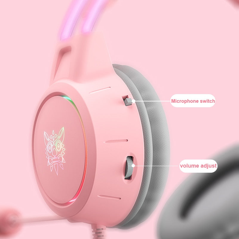 RGB Light Cat Ear Gaming Headphones