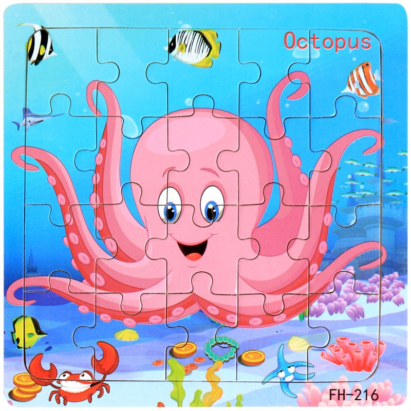 Montessori 3D Puzzle Cartoon Animal Vehicle Jigsaw