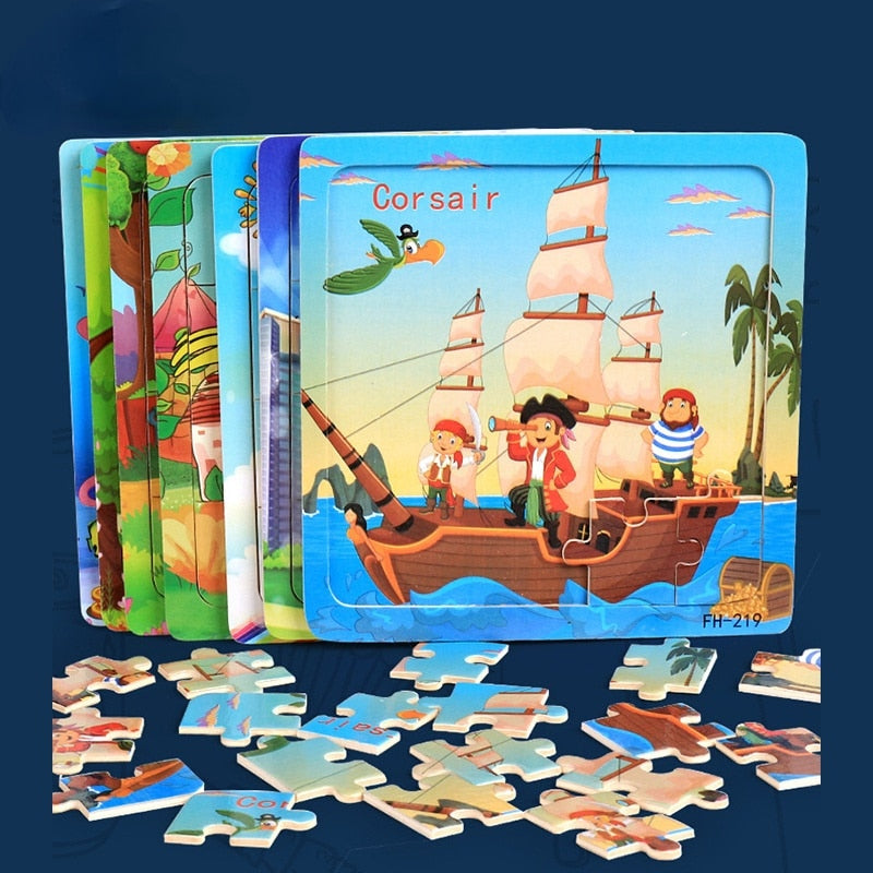 Montessori 3D Puzzle Cartoon Animal Vehicle Jigsaw