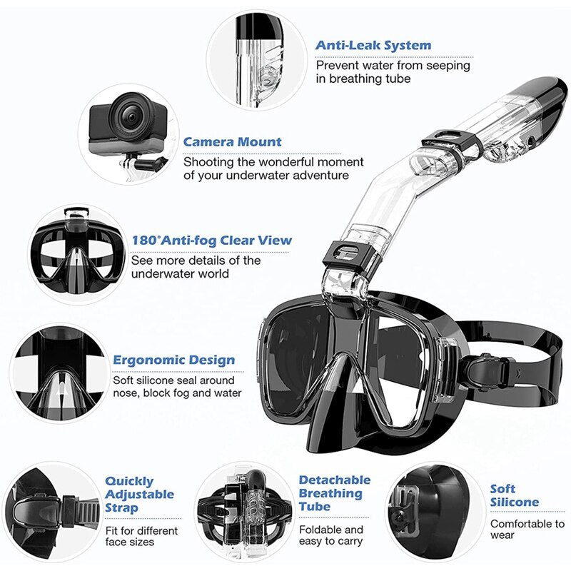 Snorkel Mask Foldable Diving Mask Set