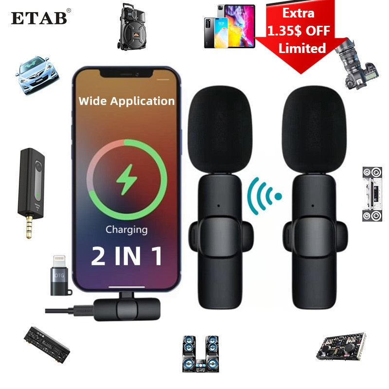 2in1 Wireless Lapel Lavalier Microphone