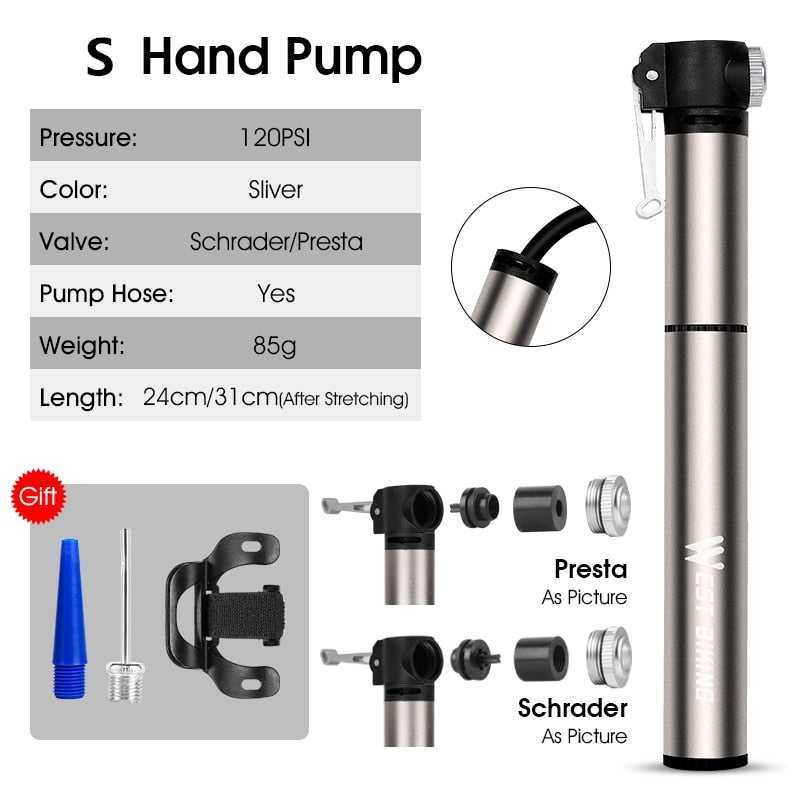 WEST BIKING Portable MTB Bike Pump