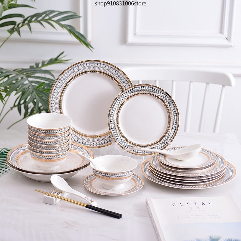 Stripe Design Dinner Plate Set