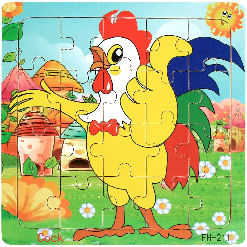 Montessori 3D Puzzle Cartoon Animal Vehicle Jigsaw