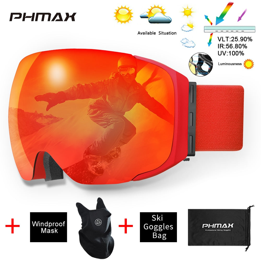 UV400 Anti-Fog Skiing Goggles