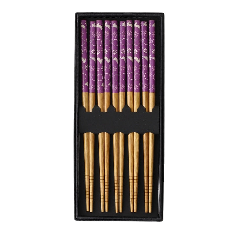 5Pairs of Japanese Non-Slip Chopsticks