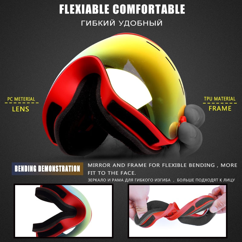 UV400 Anti-Fog Skiing Goggles