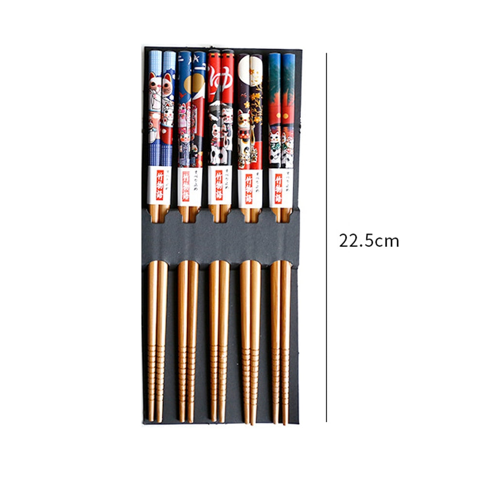 5Pairs of Japanese Non-Slip Chopsticks