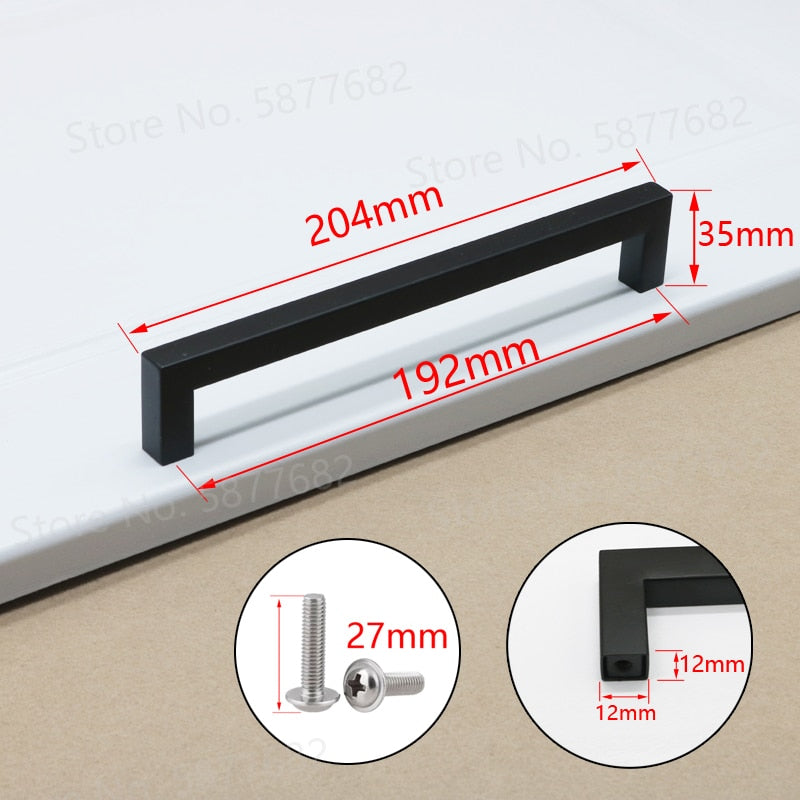 Sleek Black Square Stainless Steel Door Knobs
