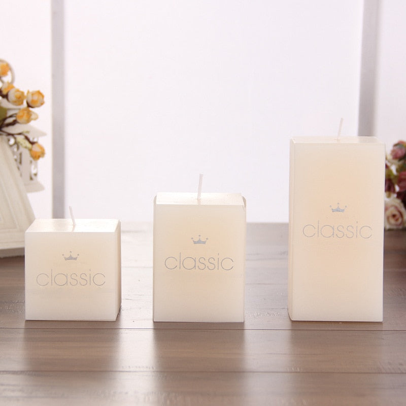 Unscented Ivory White Pillar Candles