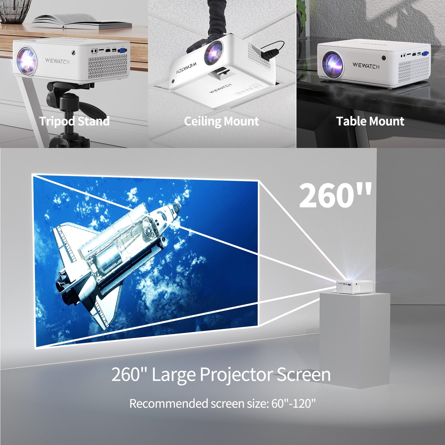 WEWATCH V10 8500 Lumens LED Portable Projector