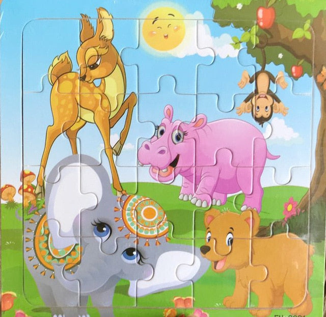 Montessori 3D Puzzle Cartoon Animal Vehicle Jigsaw