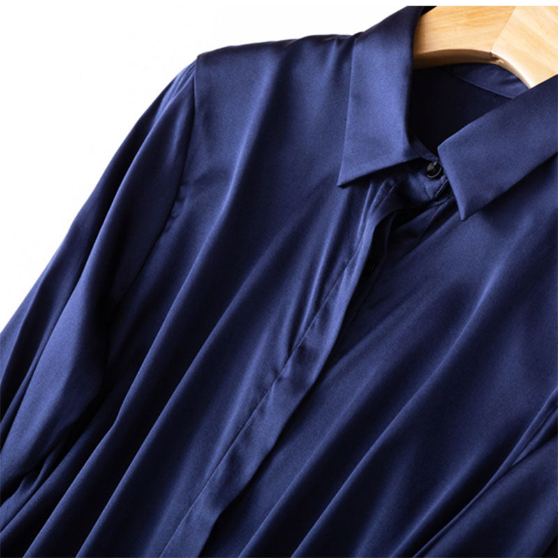 Silk Button Down Long Sleeve Shirts