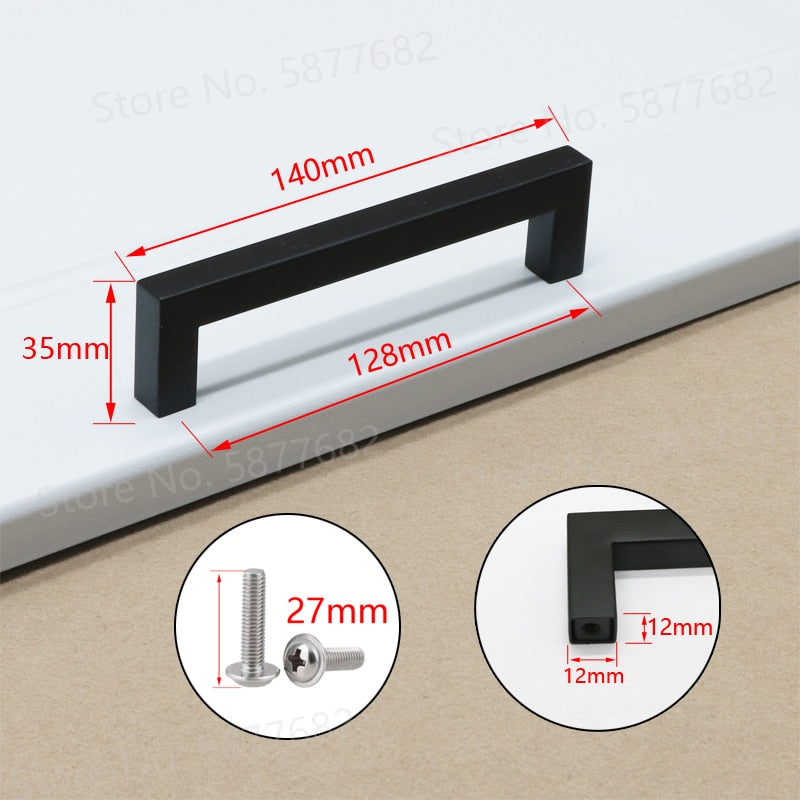 Sleek Black Square Stainless Steel Door Knobs