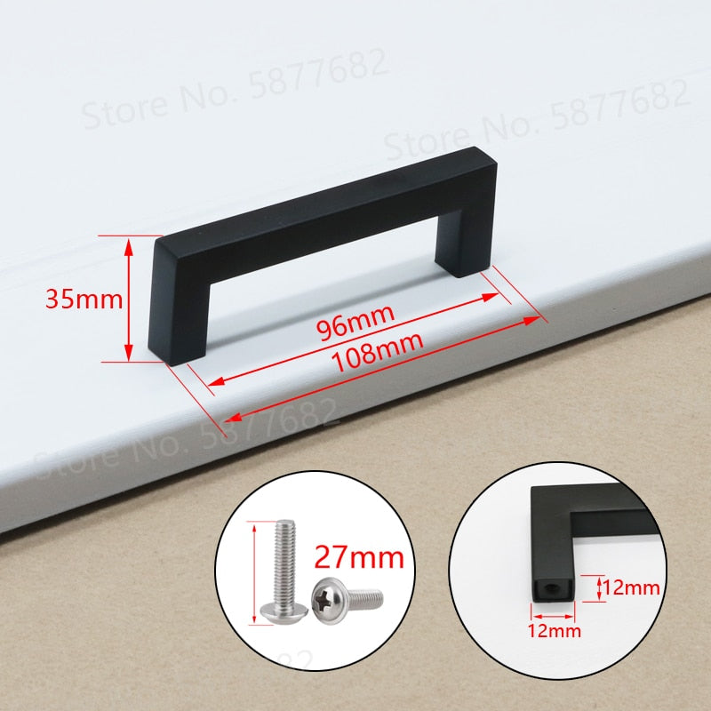 Sleek Black Square Stainless Steel Door Knobs