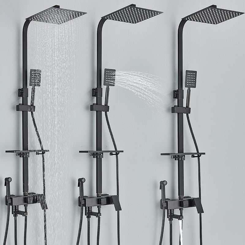 Black Chrome Rainfall Shower Faucet