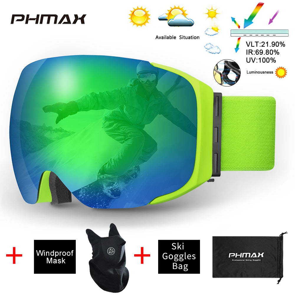 UV400 Anti-Fog Skiing Goggles