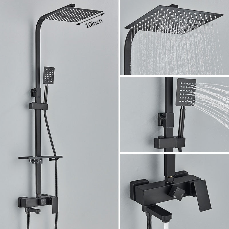 Black Chrome Rainfall Shower Faucet