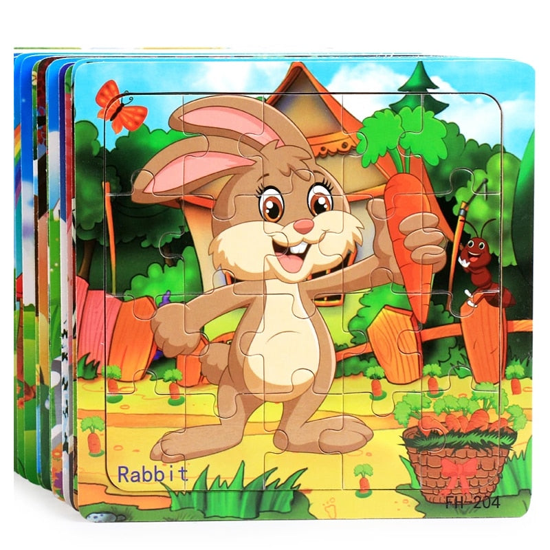 Montessori 3D Puzzle Cartoon Animal Vehicle Jigsaw