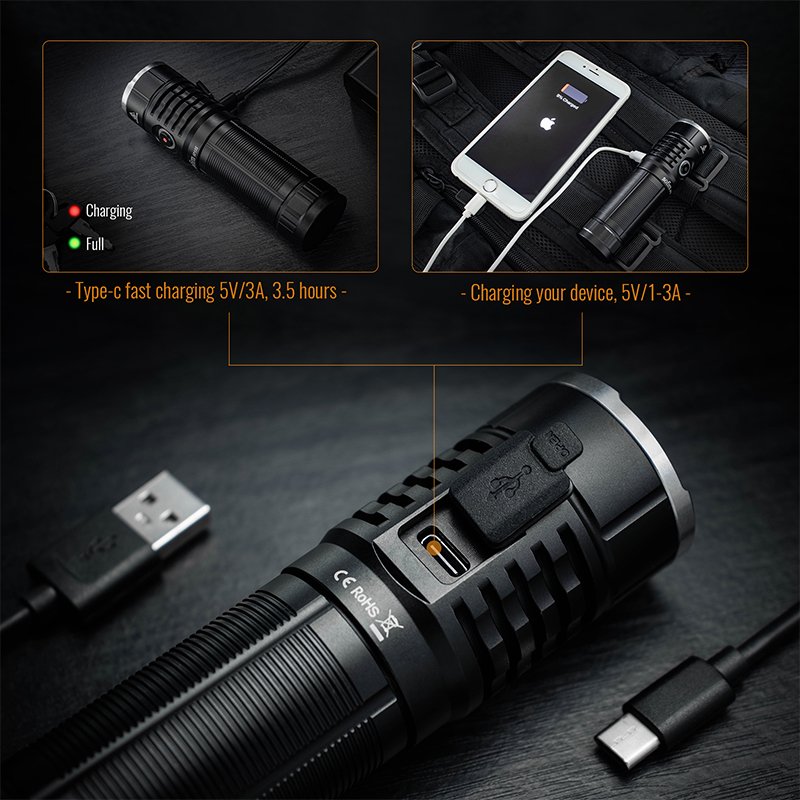 USB-C Rechargeable 5000lm LED Flashlight
