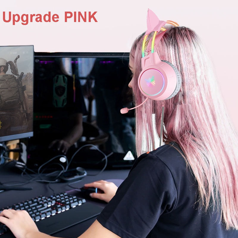 RGB Light Cat Ear Gaming Headphones