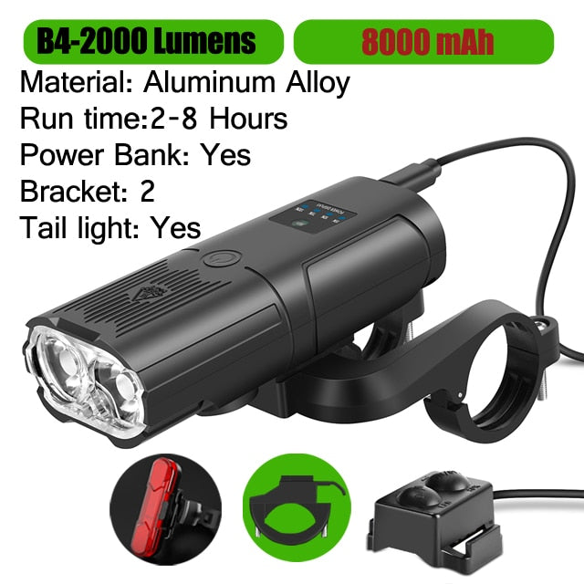 1000Lumen 4000mAh Bike Headlight Power Bank