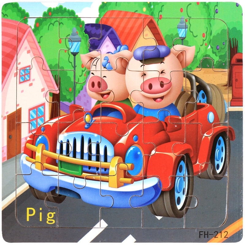 Montessori 3D Puzzle Cartoon Animal Vehicle Jigsaw