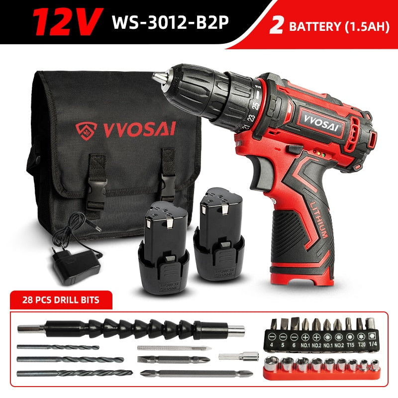 WOSAI Cordless Drill Electric Screwdriver