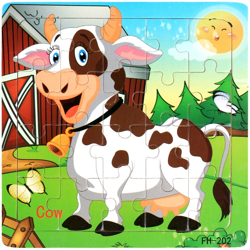 Montessori 3D Puzzle Cartoon Animal Vehicle Jigsaw