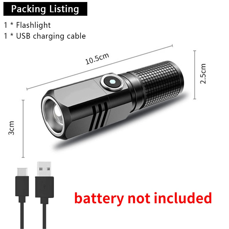 Rechargeable Mini 16340 18650 Battery Flashlight