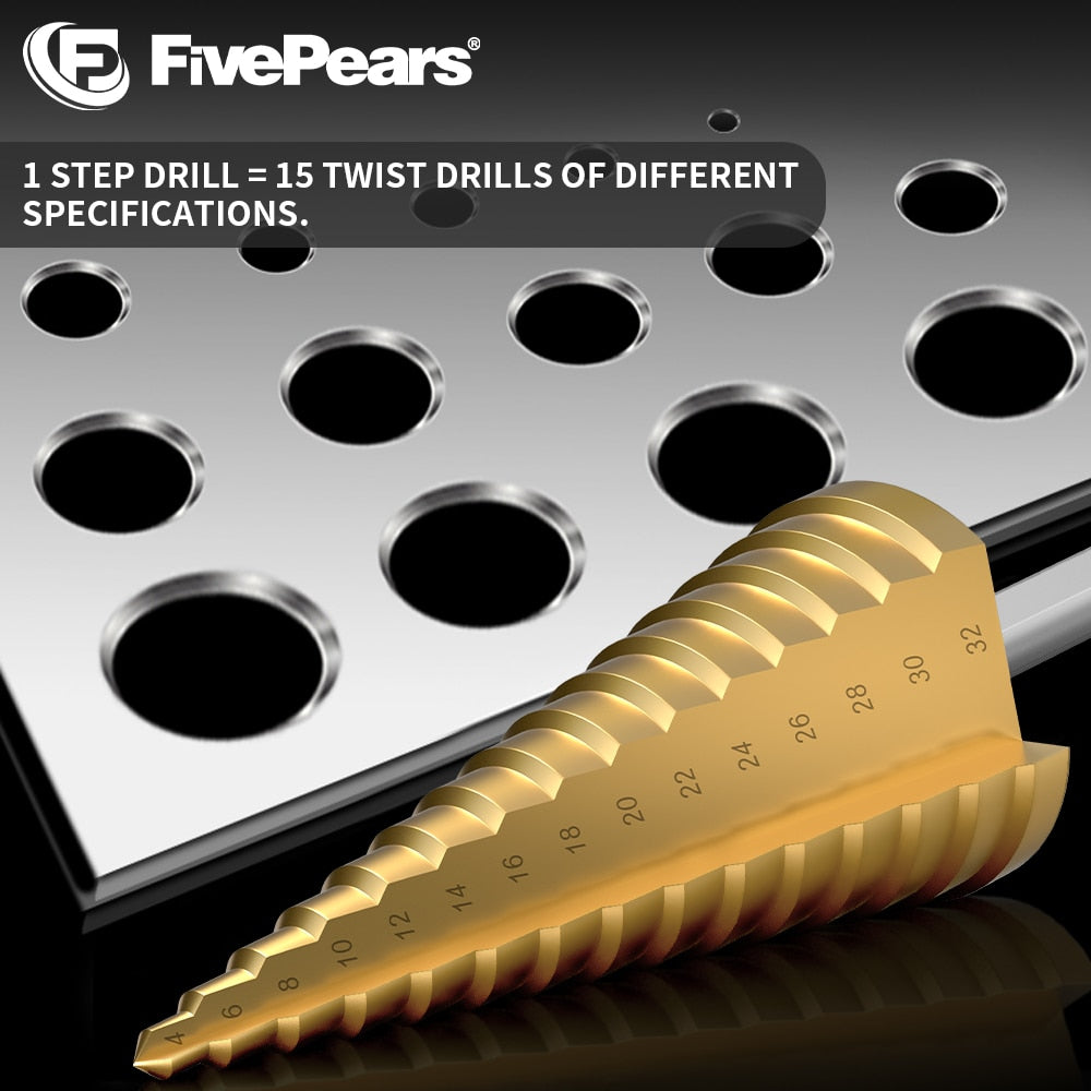 Durable Five Pears Step Drill Bit Set