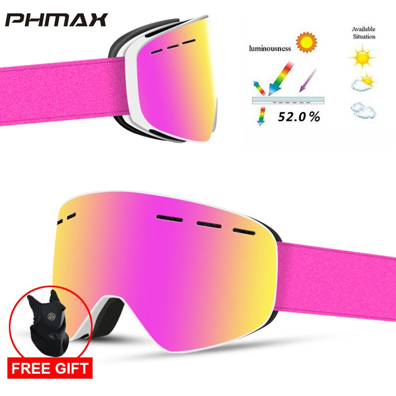 UV400 Anti-Fog Skiing Goggles