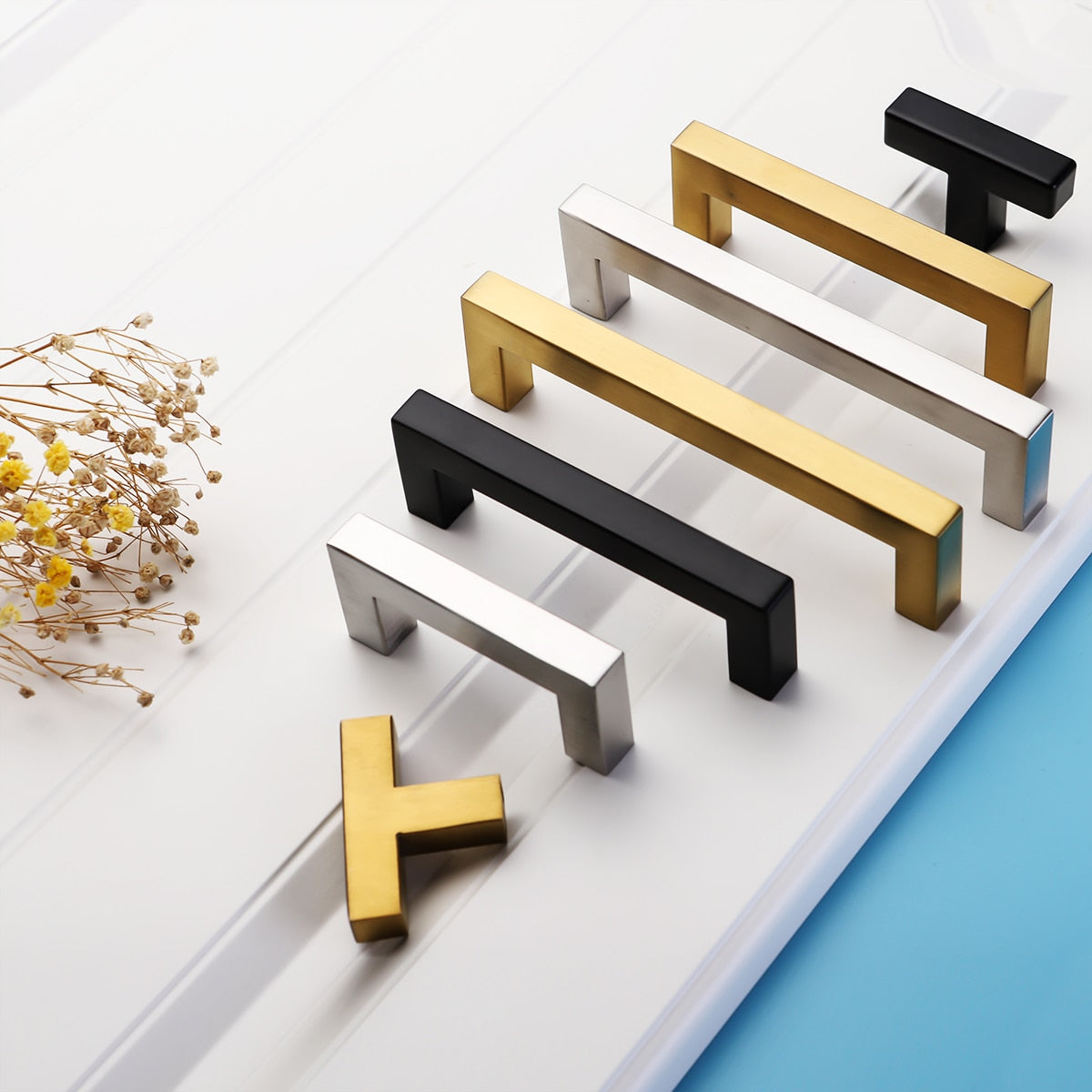 Sleek Black Square Stainless Steel Door Knobs
