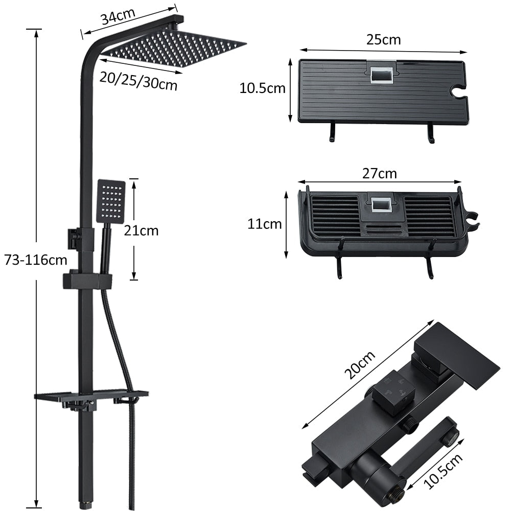Black Chrome Rainfall Shower Faucet