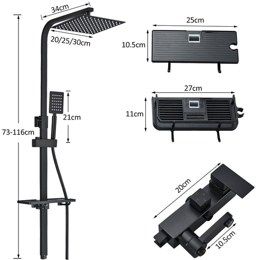 Black Chrome Rainfall Shower Faucet