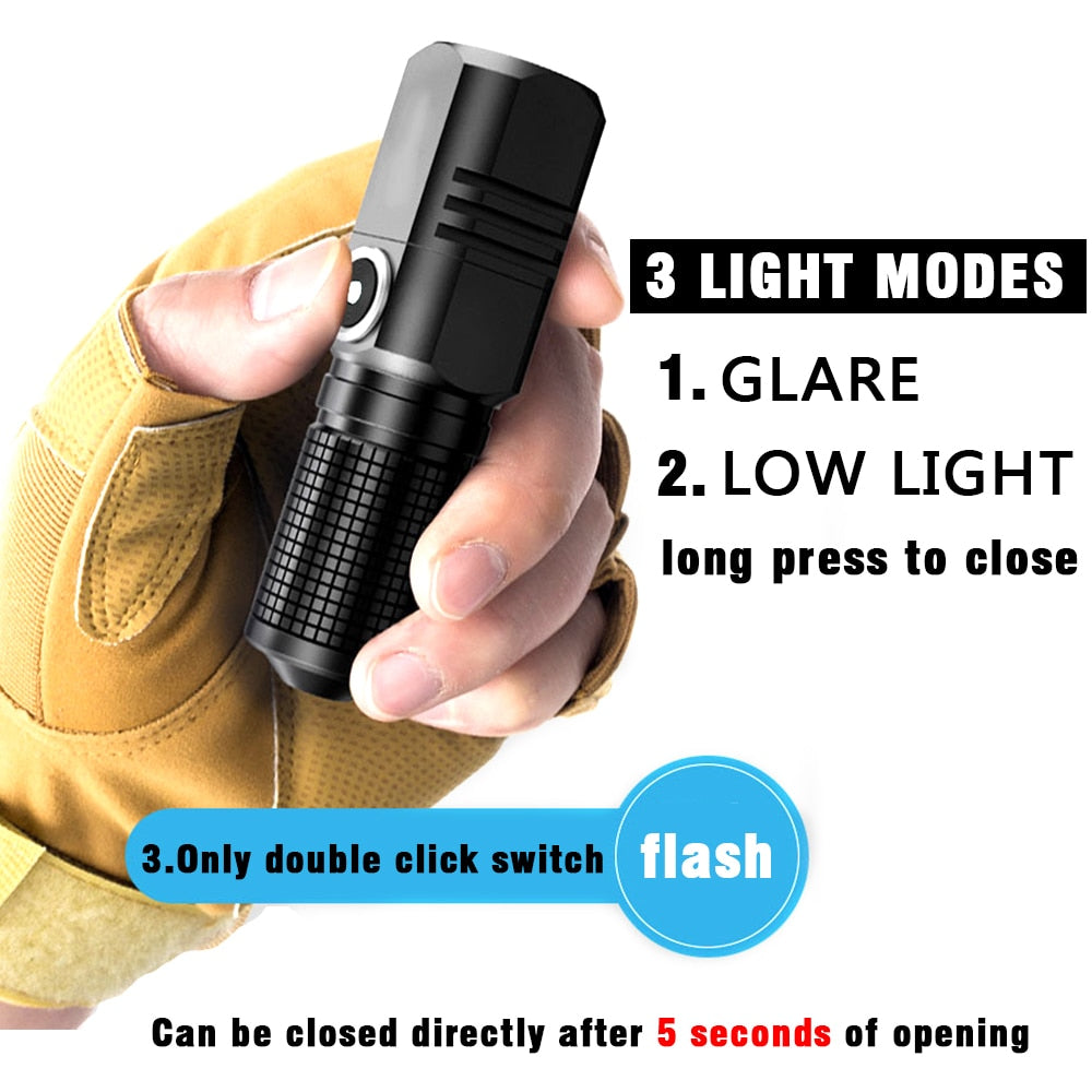 Rechargeable Mini 16340 18650 Battery Flashlight