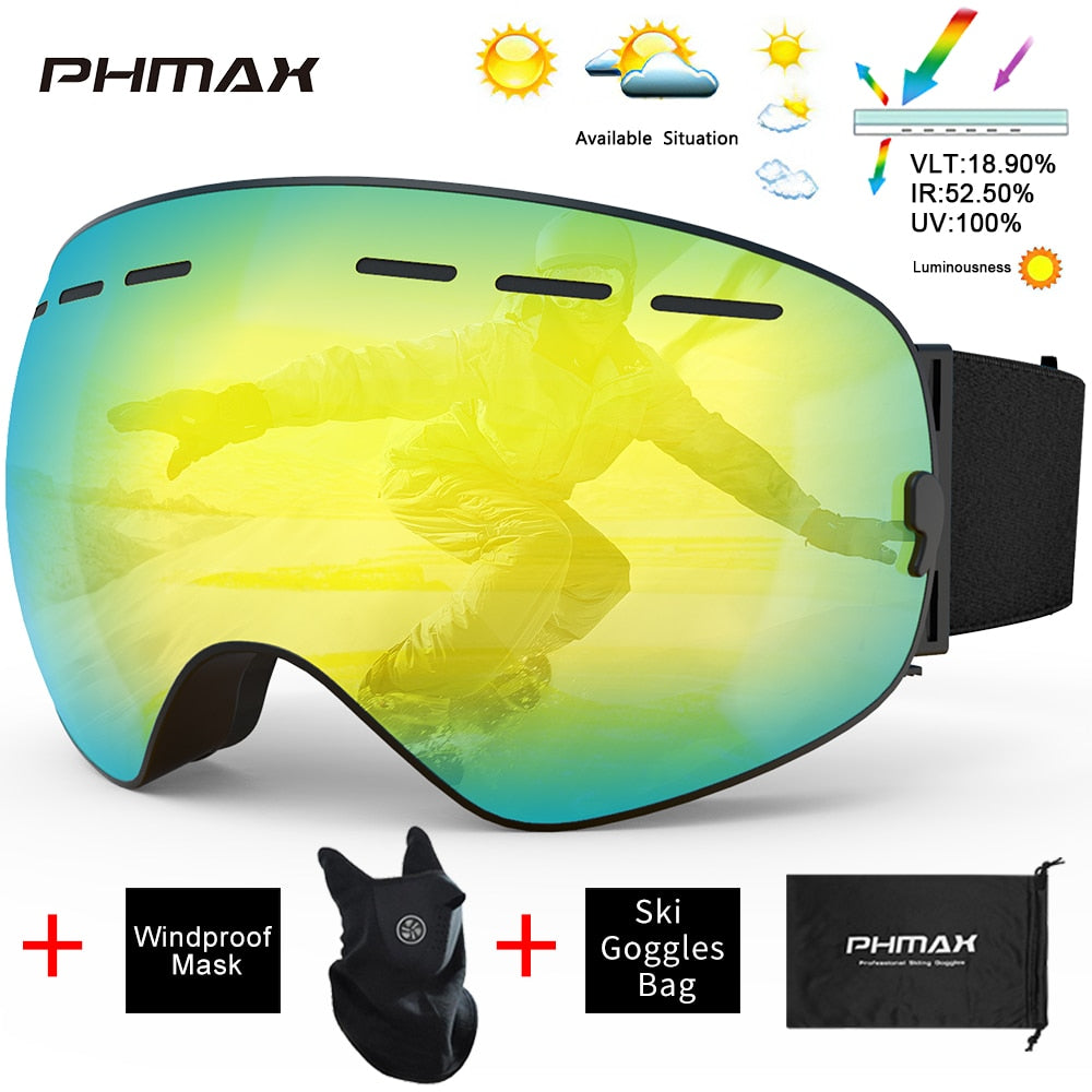 UV400 Anti-Fog Skiing Goggles