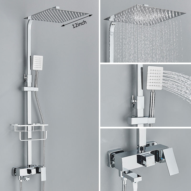 Black Chrome Rainfall Shower Faucet