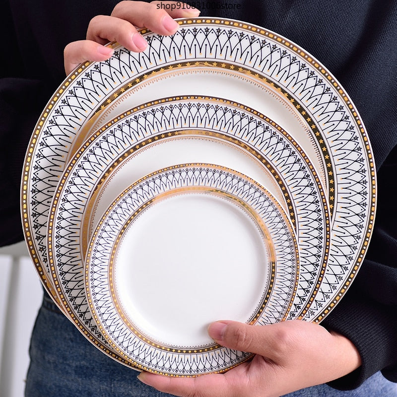 Stripe Design Dinner Plate Set