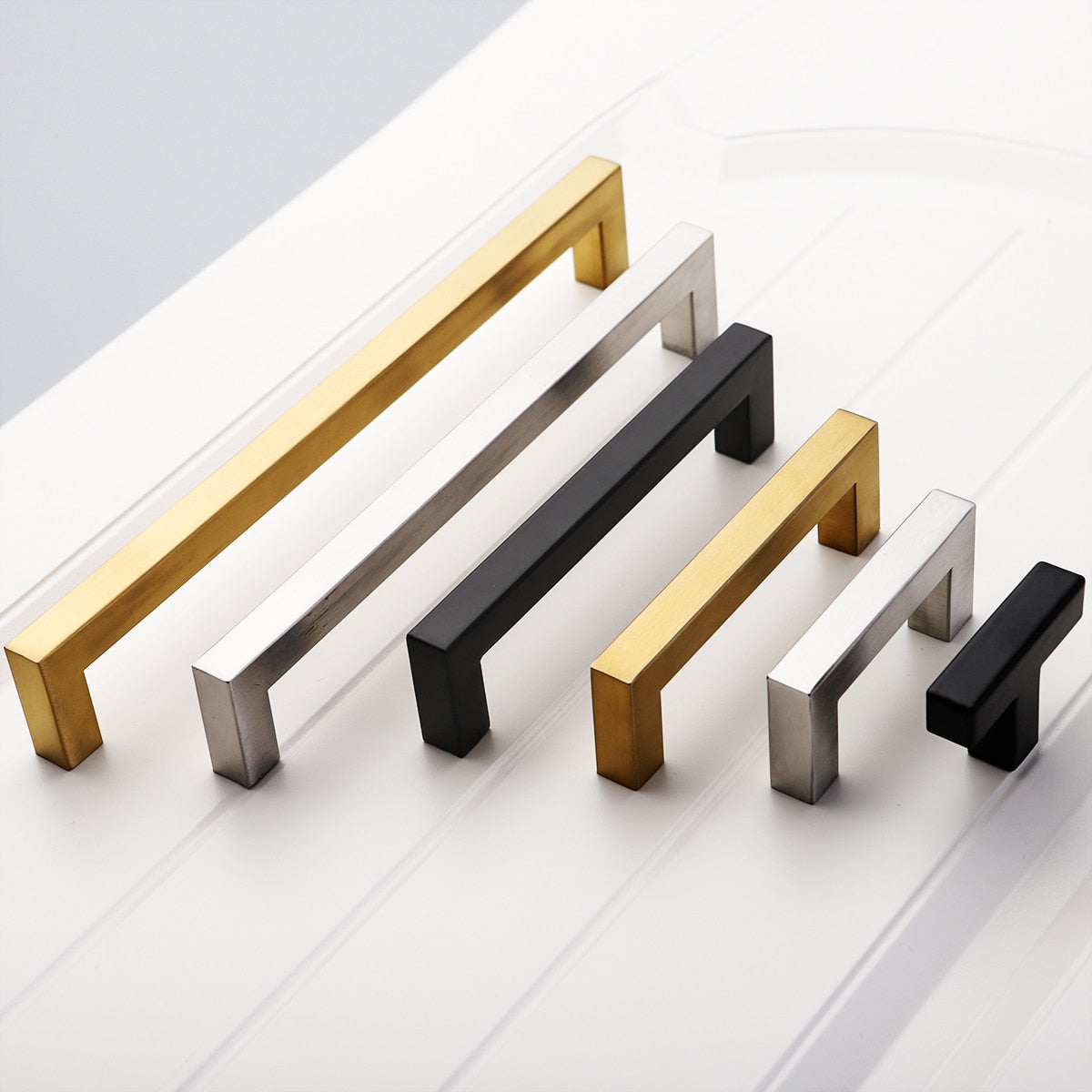 Sleek Black Square Stainless Steel Door Knobs