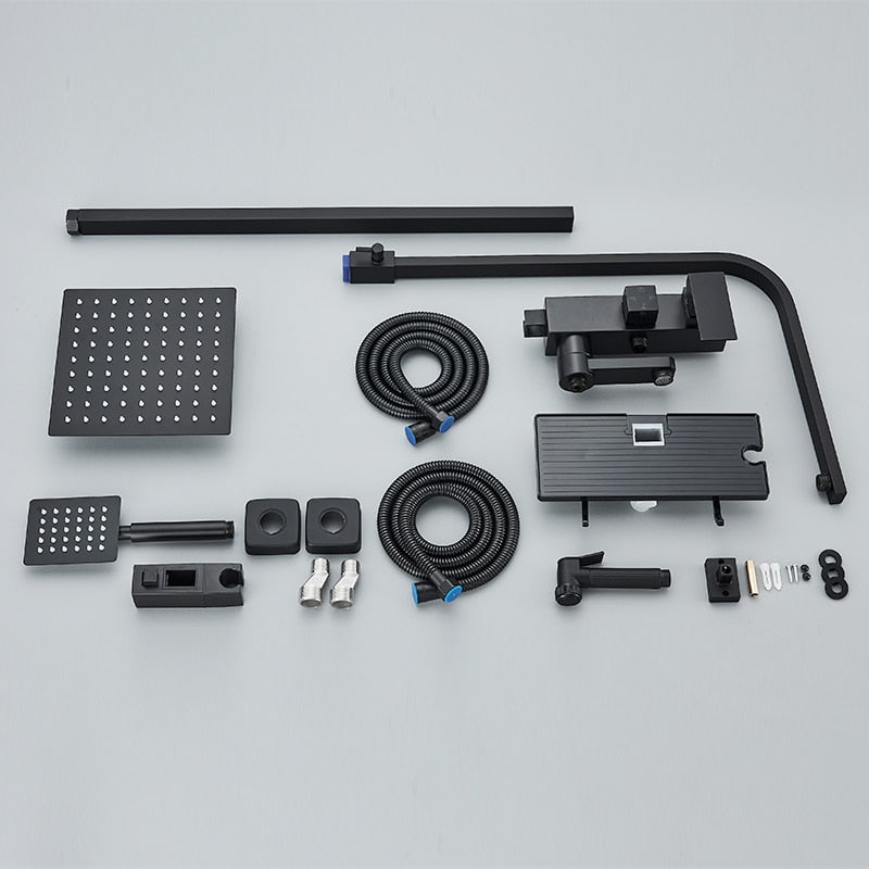 Black Chrome Rainfall Shower Faucet