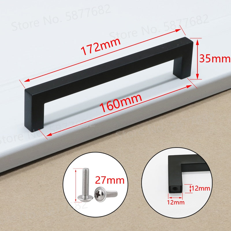 Sleek Black Square Stainless Steel Door Knobs