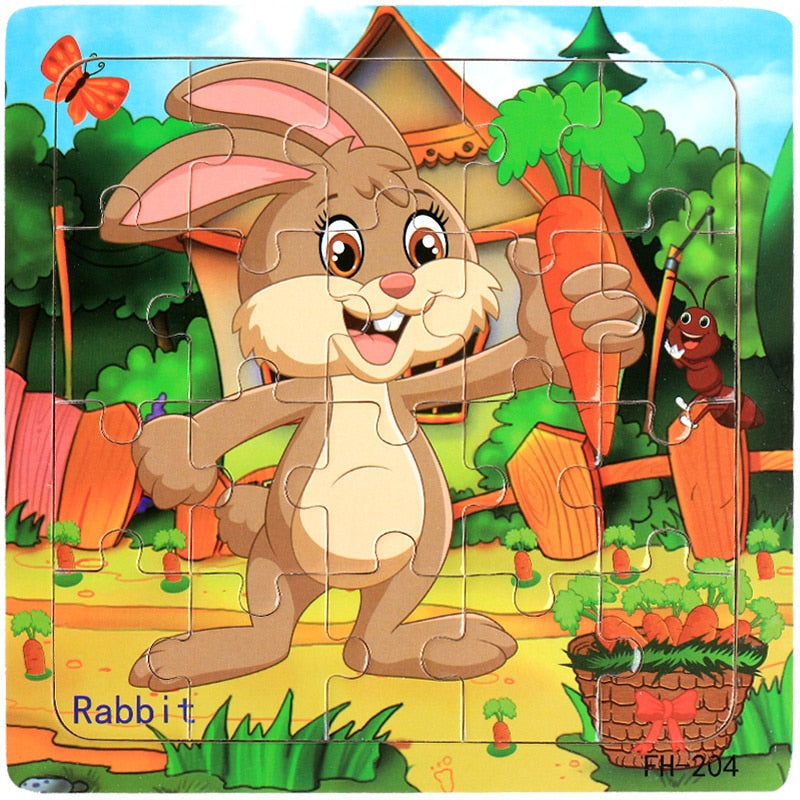 Montessori 3D Puzzle Cartoon Animal Vehicle Jigsaw
