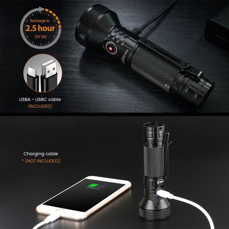 USB-C Rechargeable, 21700 LED Flashlight