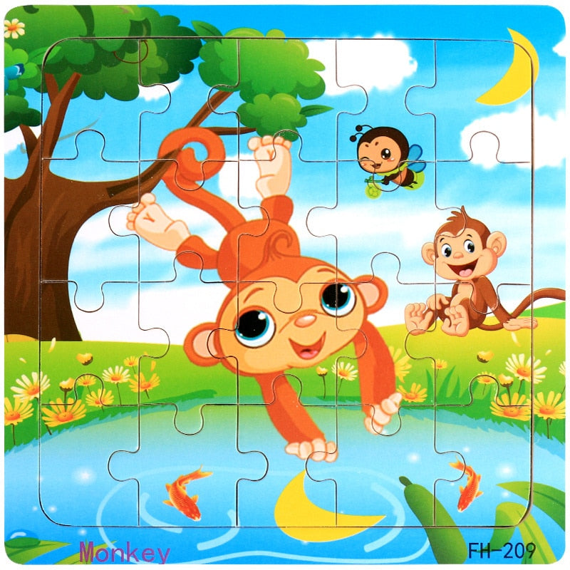 Montessori 3D Puzzle Cartoon Animal Vehicle Jigsaw