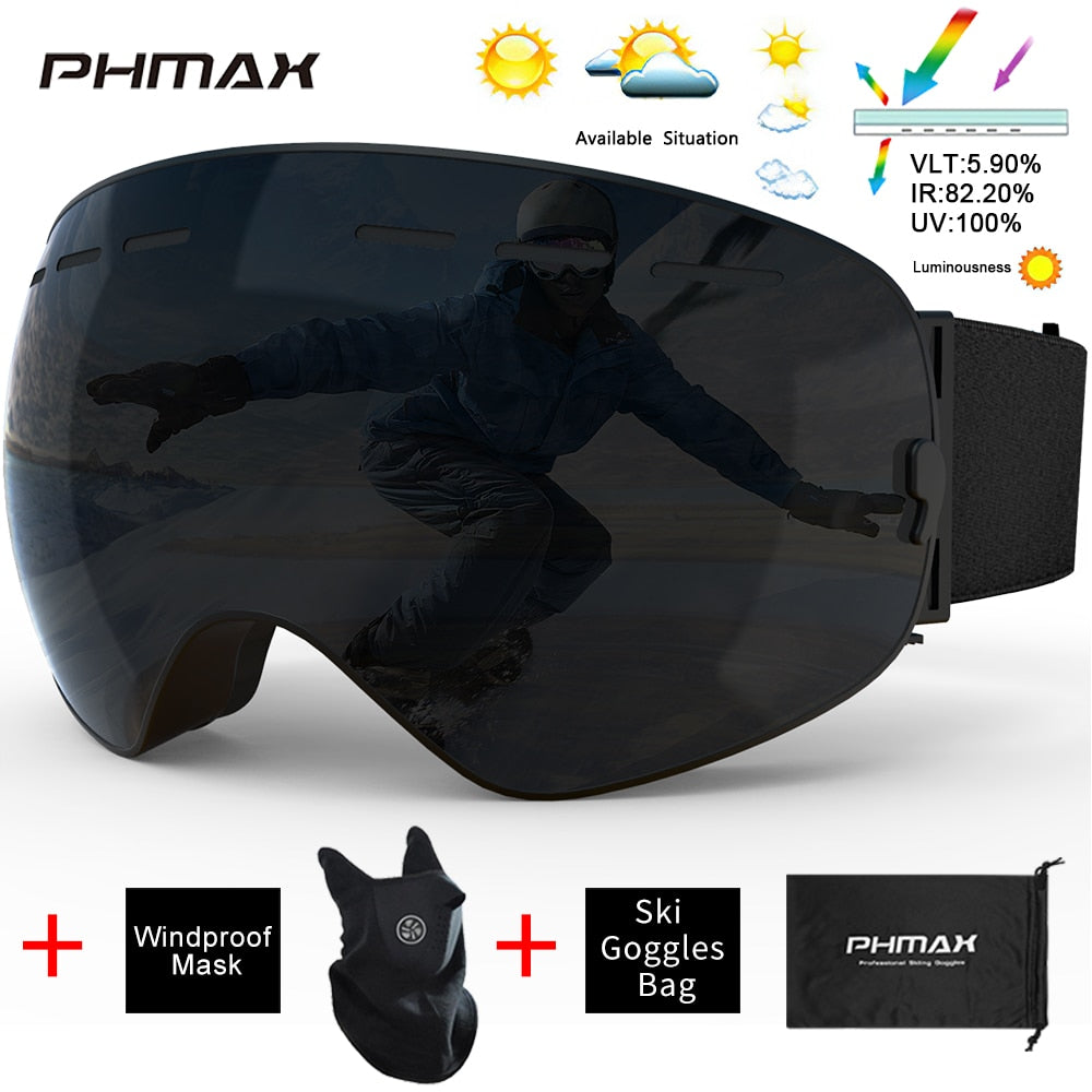 UV400 Anti-Fog Skiing Goggles